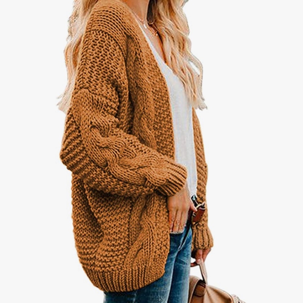 ๐ฅ Open Front Long Sleeve Chunky Knit Cardigan - Picture 2 of 3